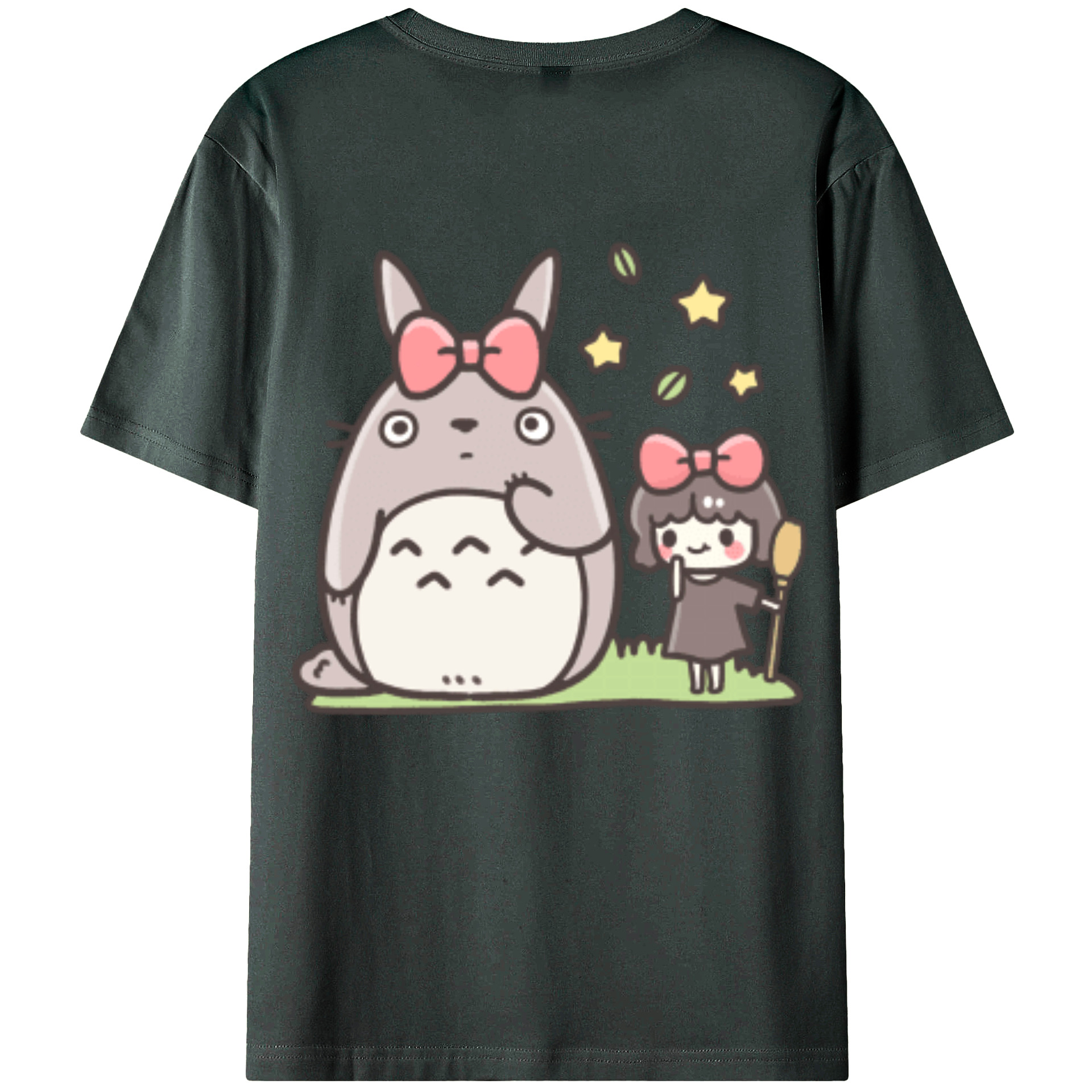 （画像用） となりのトトロ 草壁メイ 草壁サツキ My Neighbor Totoro Satsuki Kusakabe Mei Kusakabe 綿100％ メンズ半袖Tシャツ（バックプリント） 通気性